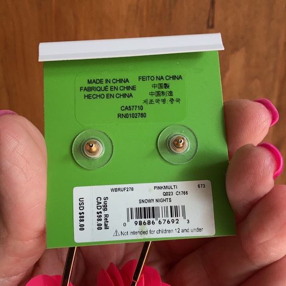 ⭐️HP⭐️ NWT kate spade snowy nights pink crystal earrings. STUNNING! - Picture 4 of 5